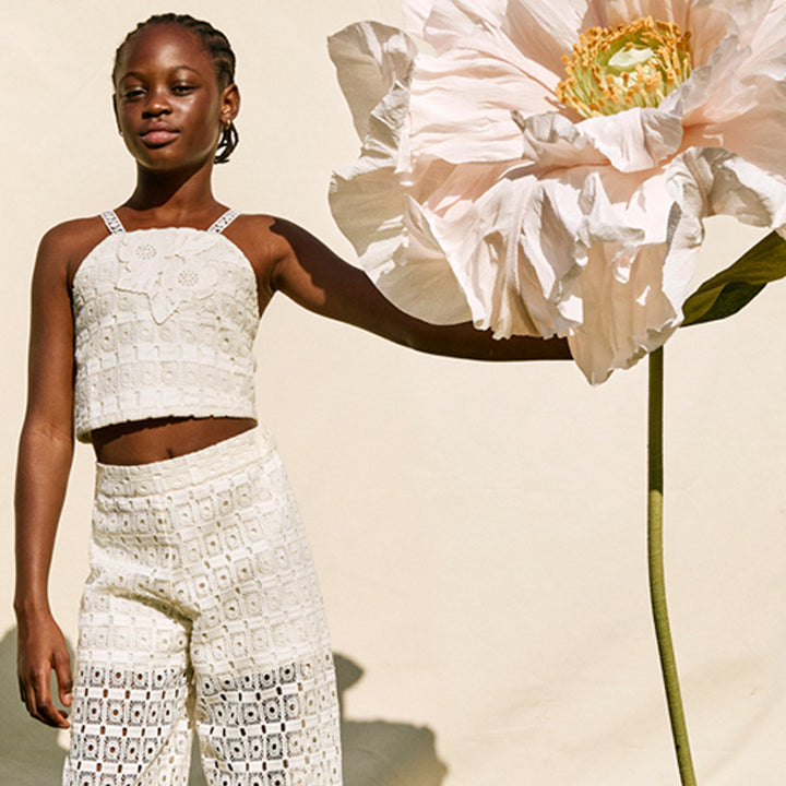 Natural Crochet Pant Set