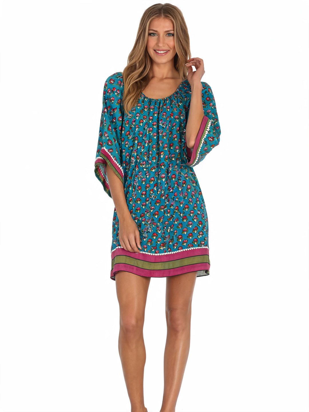 Mandy Mini Floral Turquoise Tunic