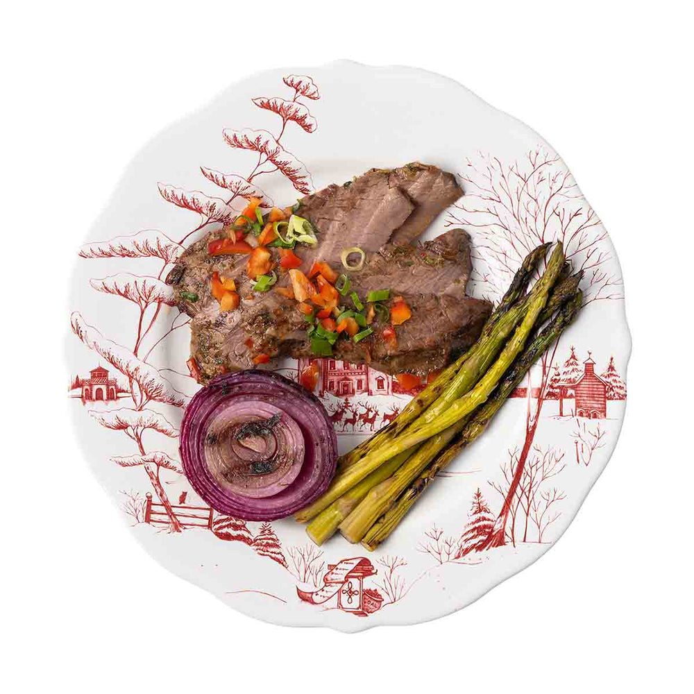 Country Estate Winter Frolic Dinner Plate - Ruby