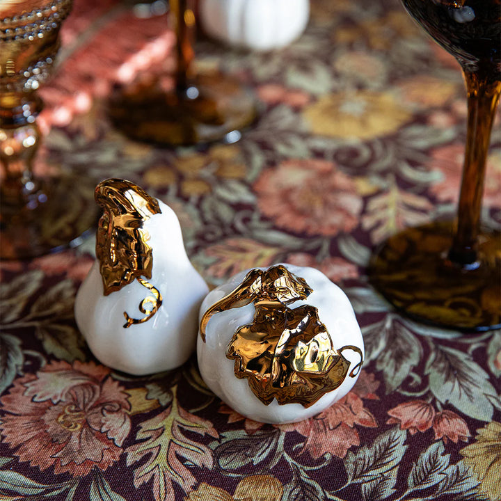 Forest Walk Pumpkin Salt &amp; Pepper Shakers - Gold