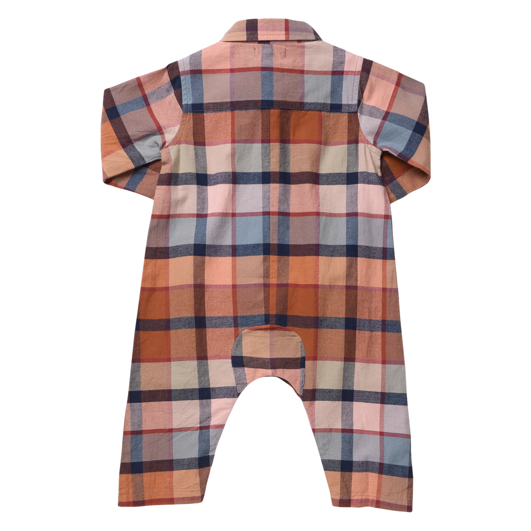 Back view of Baby Boys Easton Jumper in Hayride Plaid