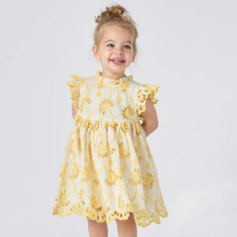 Baby Girls Cynthia Dres Set - Bright Yellow Eyelet
