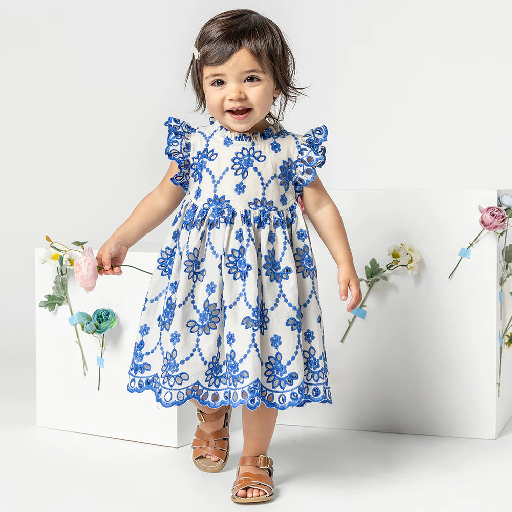 Baby Girls Cynthia Dress Set - Blue Eyelet