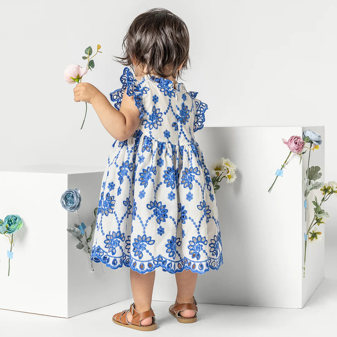 Baby Girls Cynthia Dress Set - Blue Eyelet