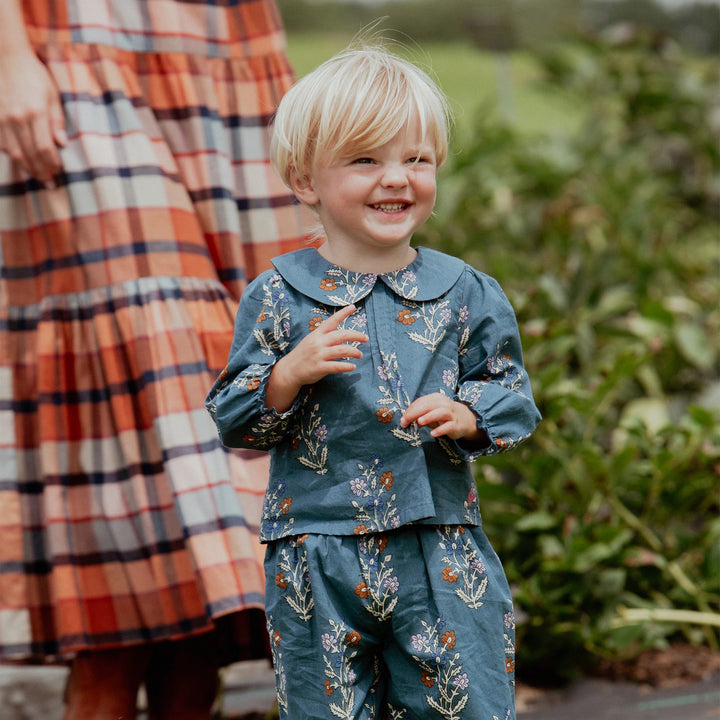 Toddler wearing the Baby Girls Dawson 2-PC Set in Balsam Dewdrop outdoors