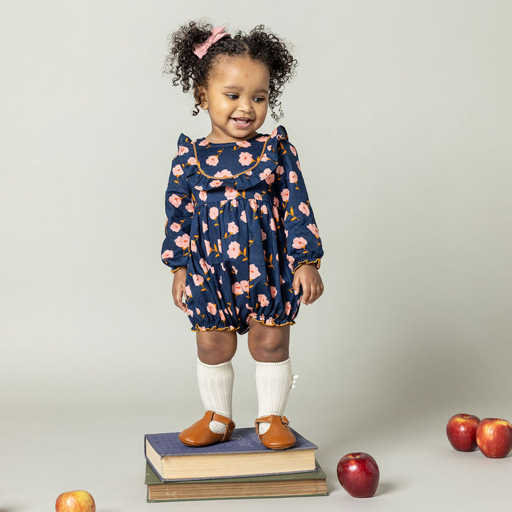 Baby Girls Eileen Bubble - Navy Flower Toss
