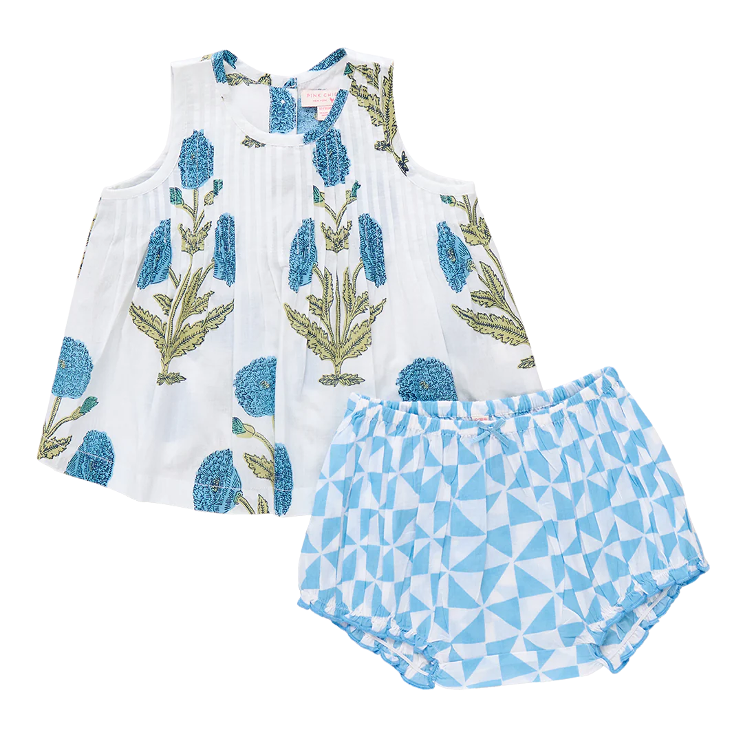 Baby Girls Jaipur 2-Piece Set - Blue Oversized Dandelion