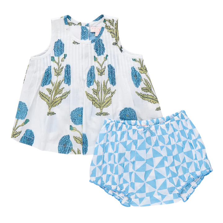 Baby Girls Jaipur 2-Piece Set - Blue Oversized Dandelion