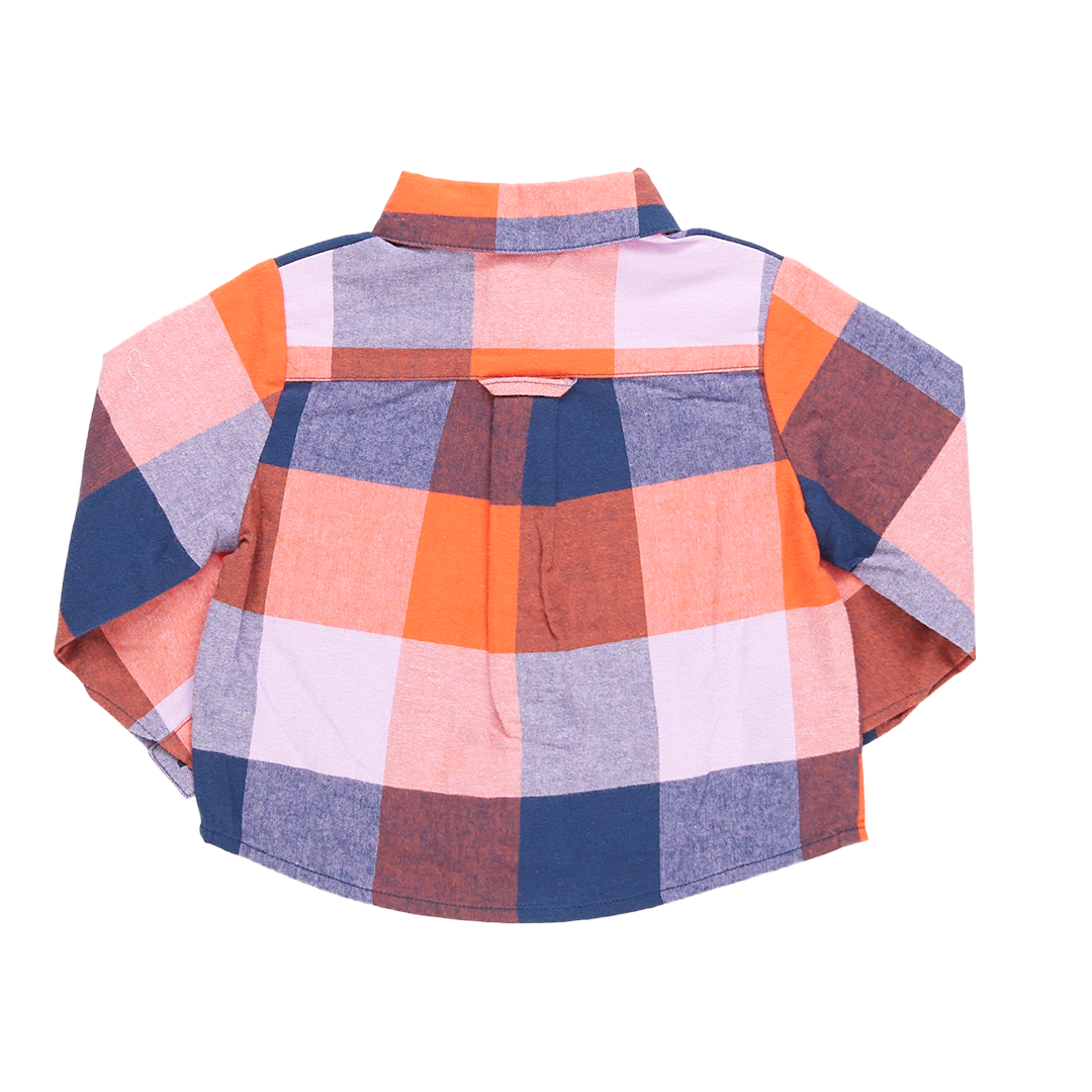 Baby Boys Jack Shirt - Navy Orange Check