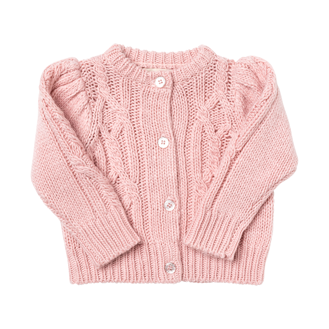 Baby Girls Cable Constance Sweater - Dusty Rose