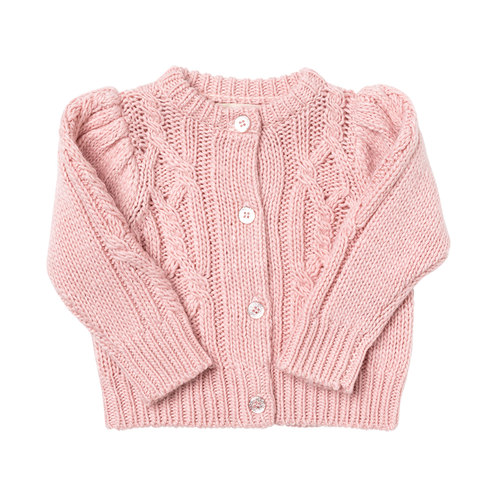 Baby Girls Cable Constance Sweater - Dusty Rose