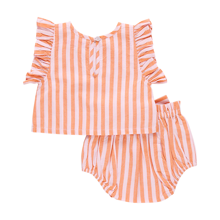 Baby Girls Abigail 2-Piece Set - Orange Pink Stripe