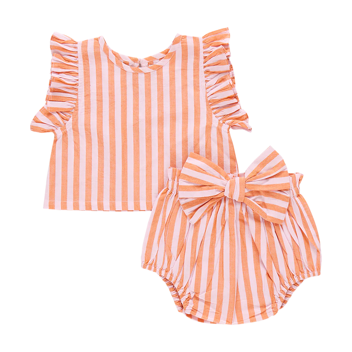 Baby Girls Abigail 2-Piece Set - Orange Pink Stripe