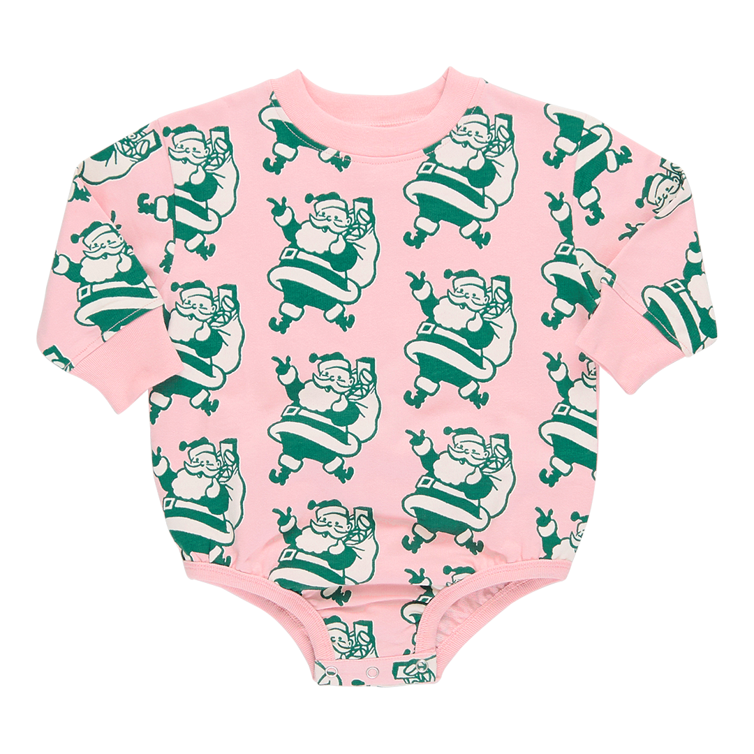 Baby Girls Organic Sweatshirt Bubble - Holly Jolly Santa