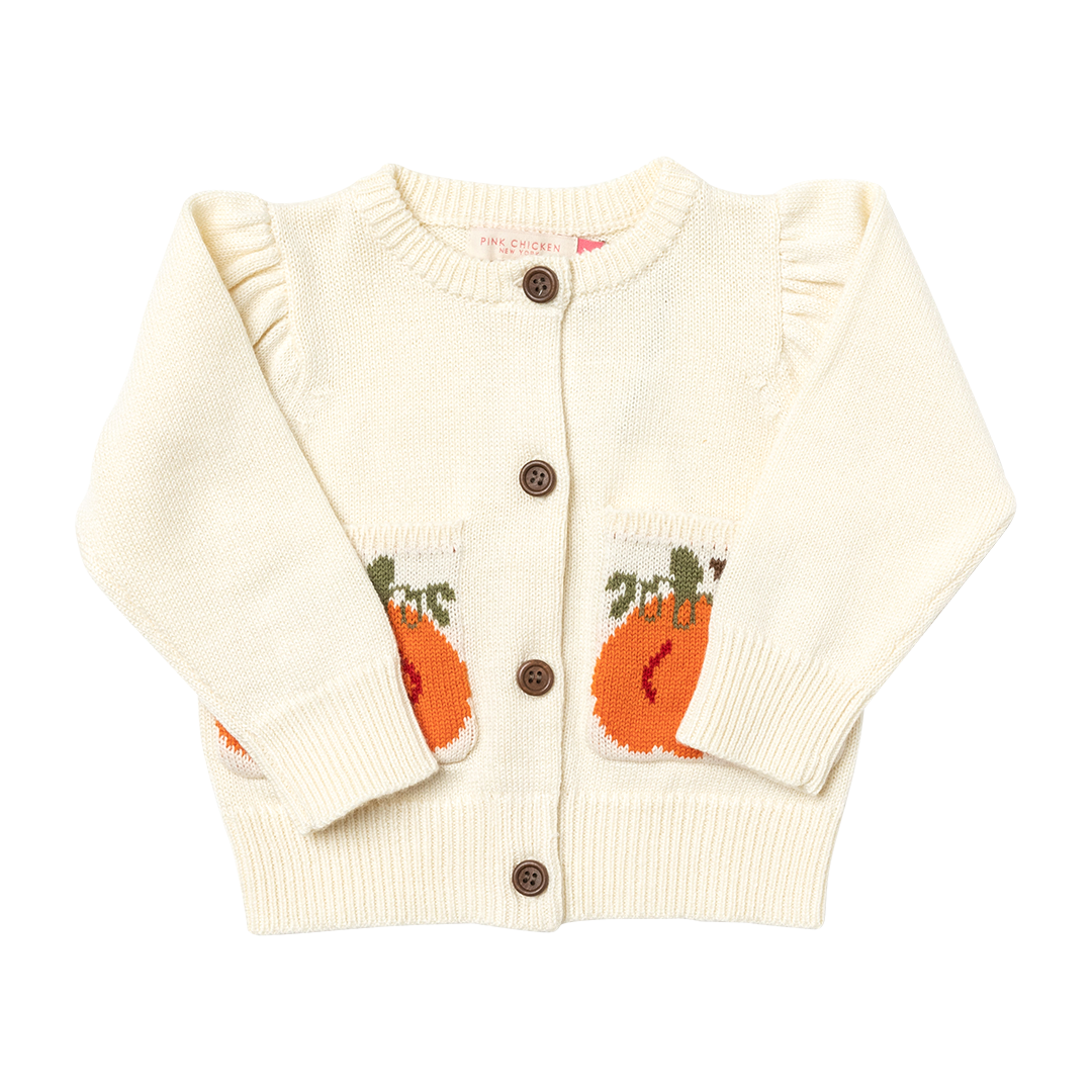 Baby Girls Pocket Sweater - Pumpkin