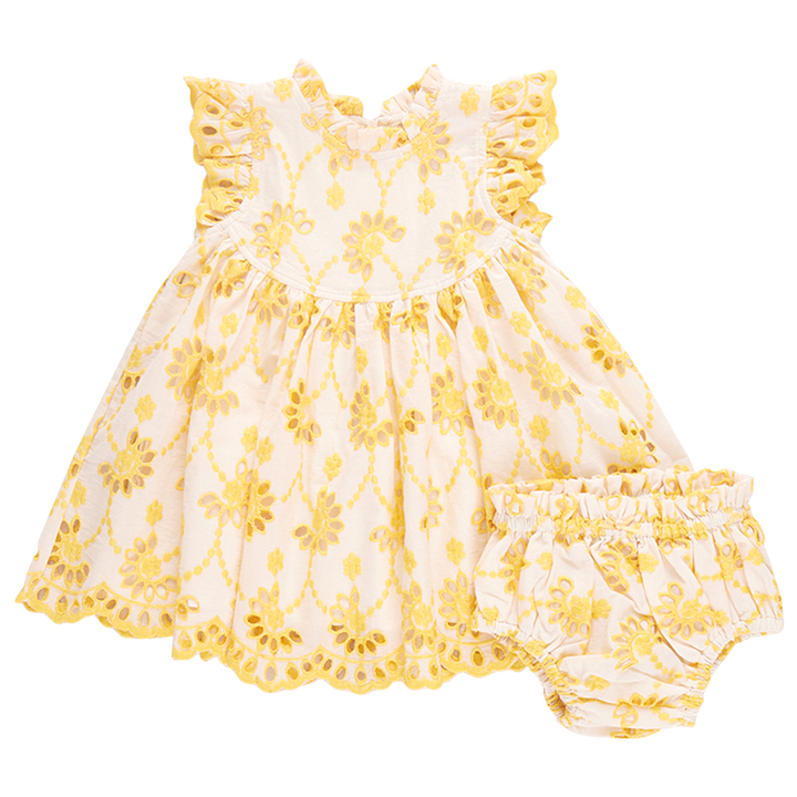 Baby Girls Cynthia Dres Set - Bright Yellow Eyelet