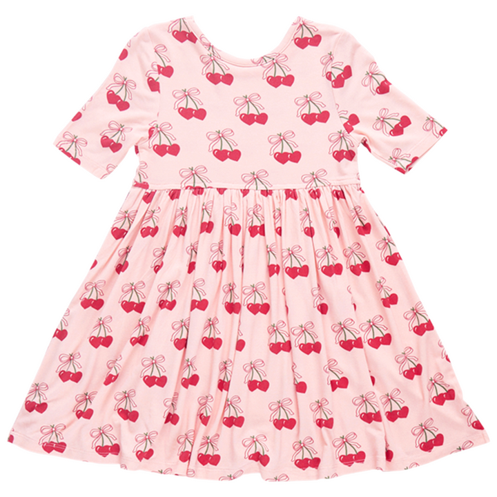 Girls Bamboo Steph Dress- Cherry Hearts