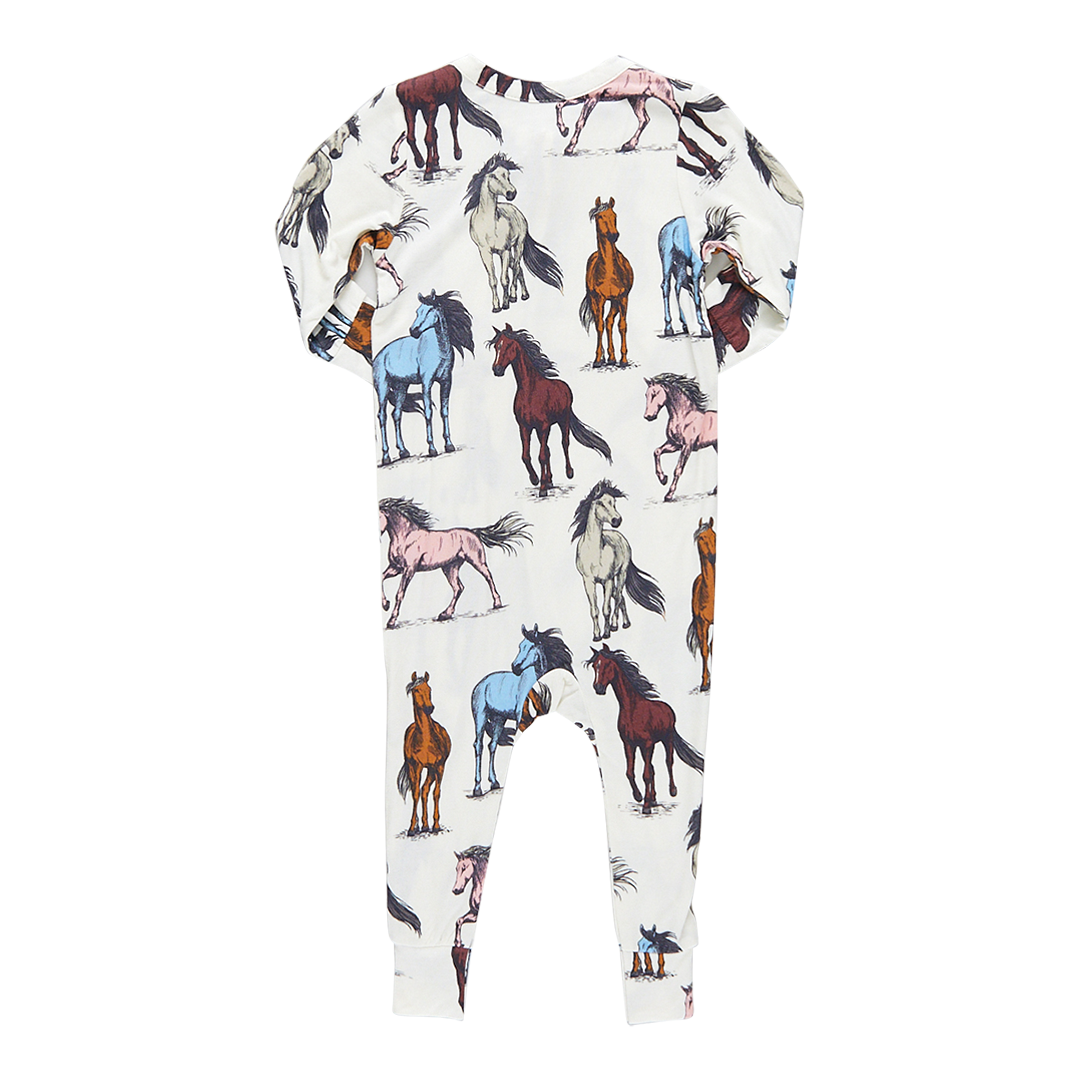 Baby Bamboo Romper - Multi Horses