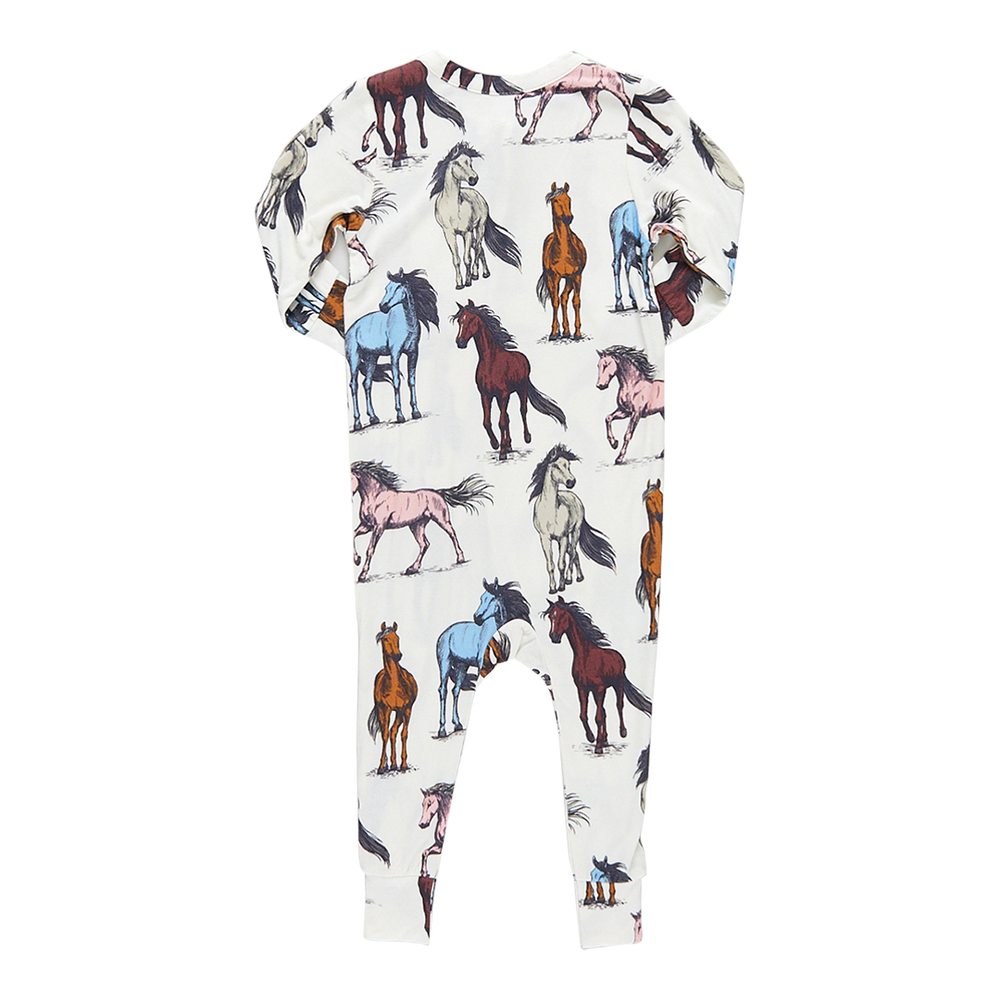 Baby Bamboo Romper - Multi Horses