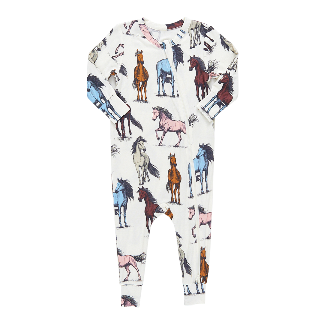 Baby Bamboo Romper - Multi Horses