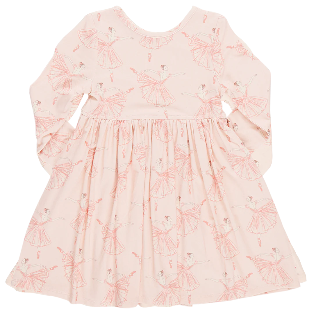 Girls Bamboo Steph Dress - Pink Ballerinas