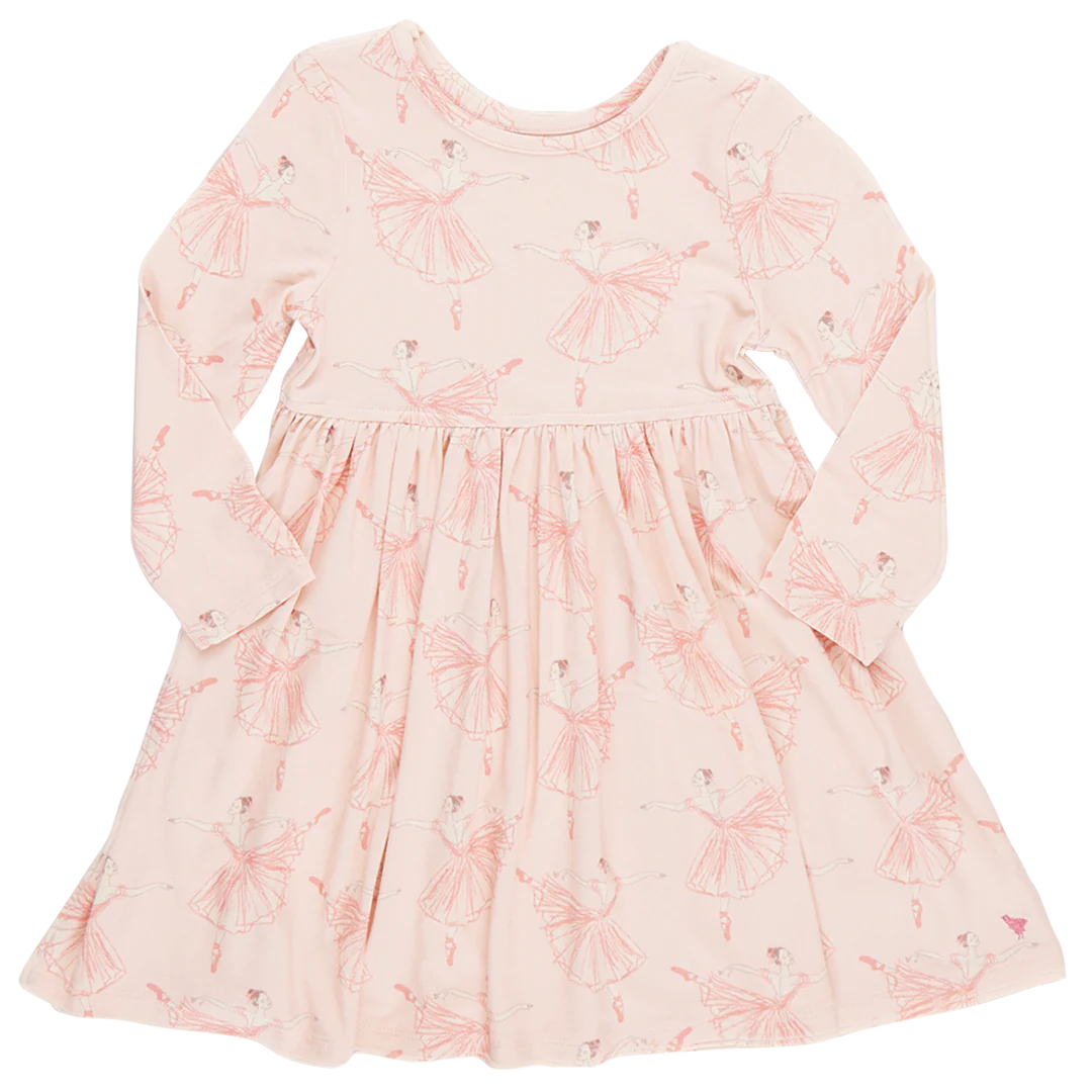 Girls Bamboo Steph Dress - Pink Ballerinas