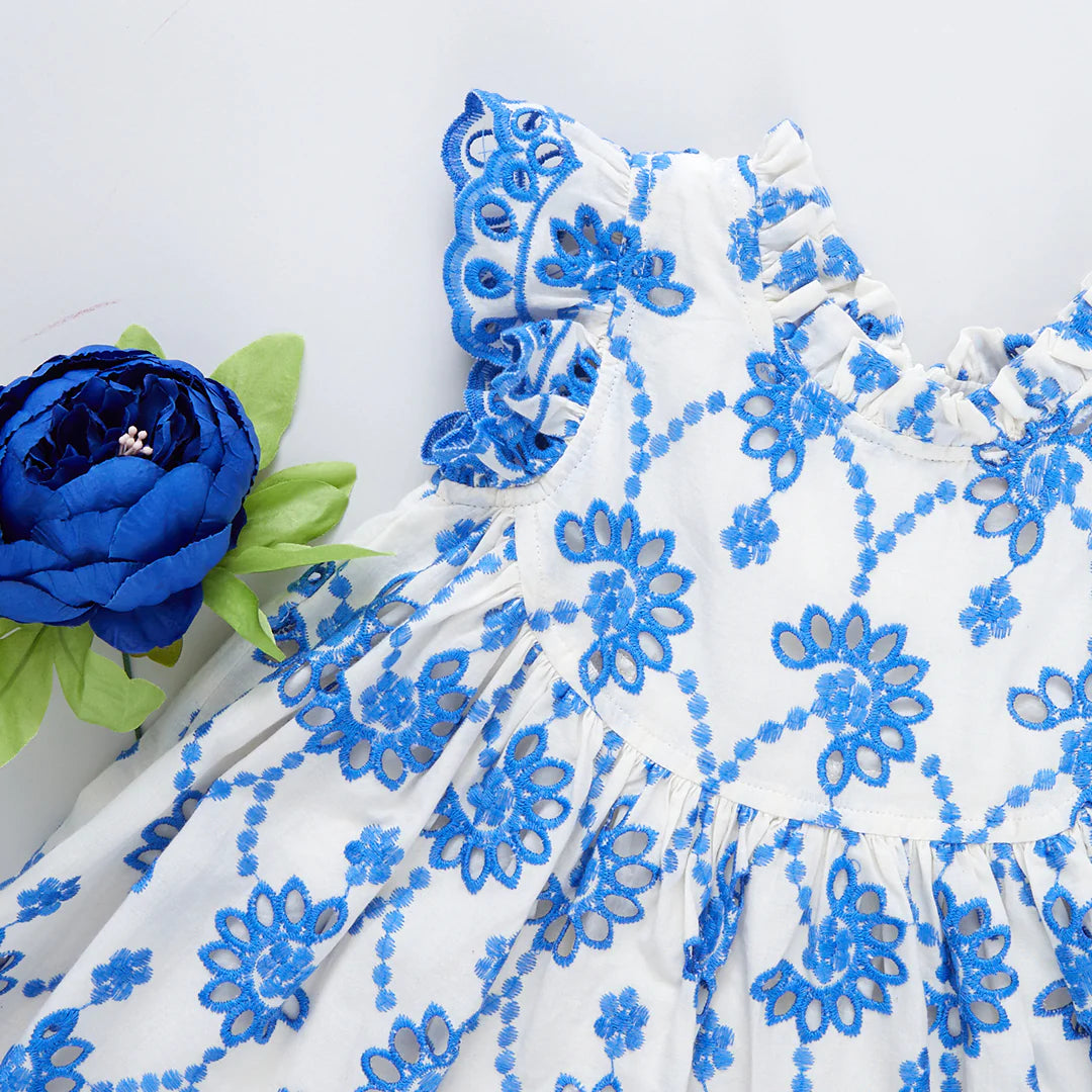 Baby Girls Cynthia Dress Set - Blue Eyelet