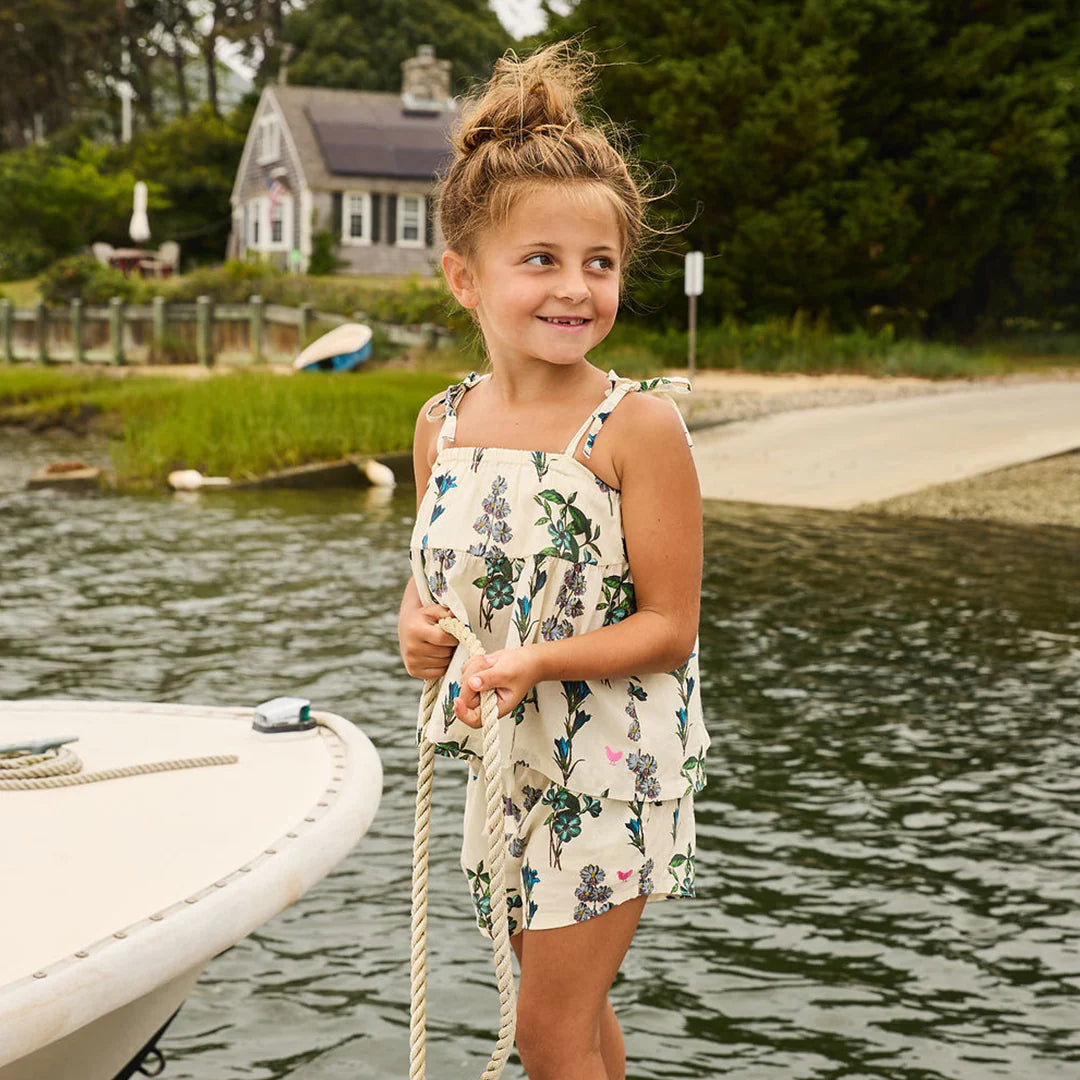 Girls Stella Top - Blue Botanical