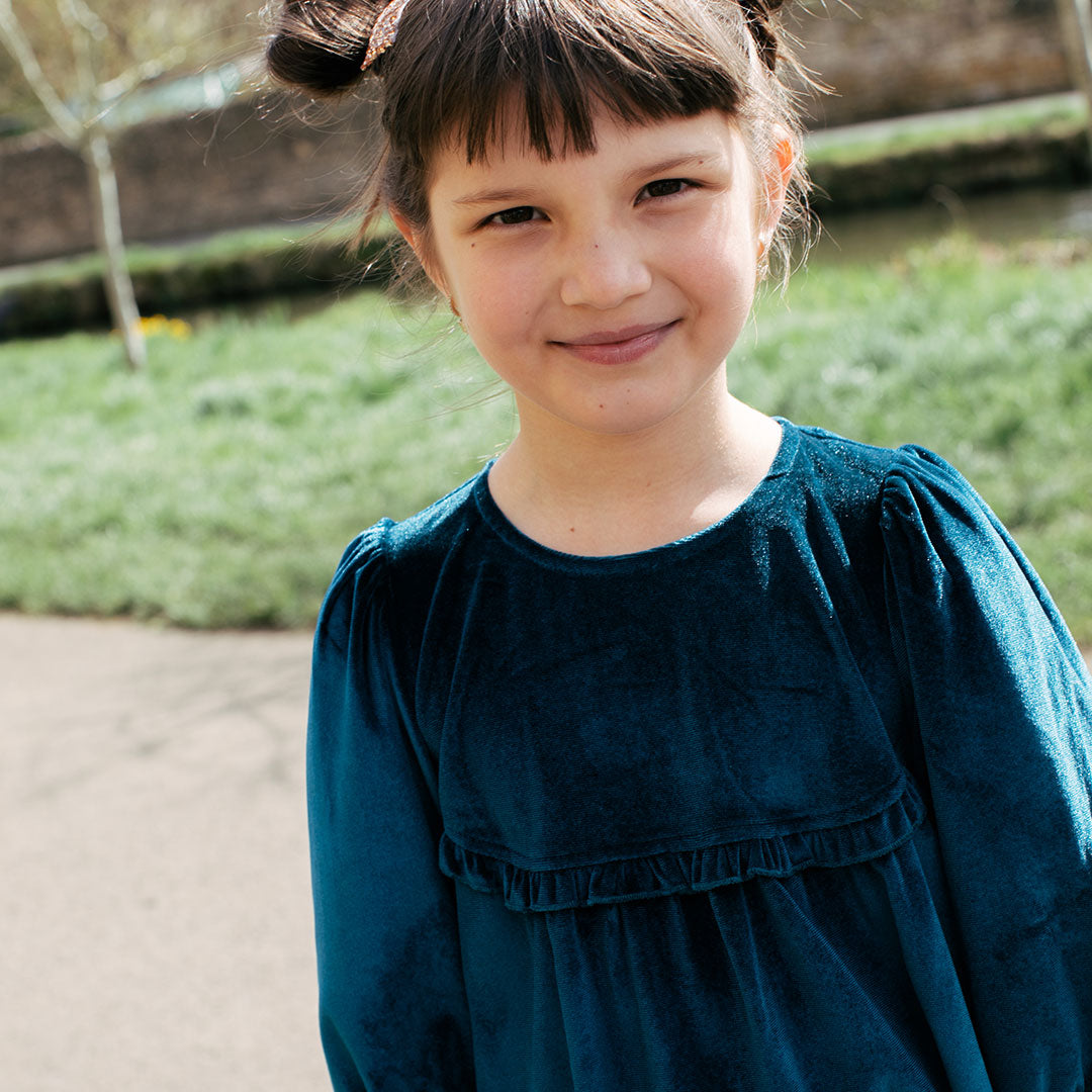 Girls Velour Rowan Top - Midnight Blue
