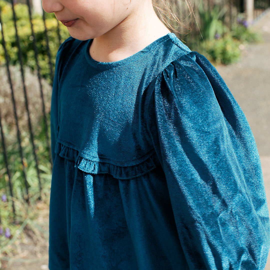 Girls Velour Rowan Top - Midnight Blue