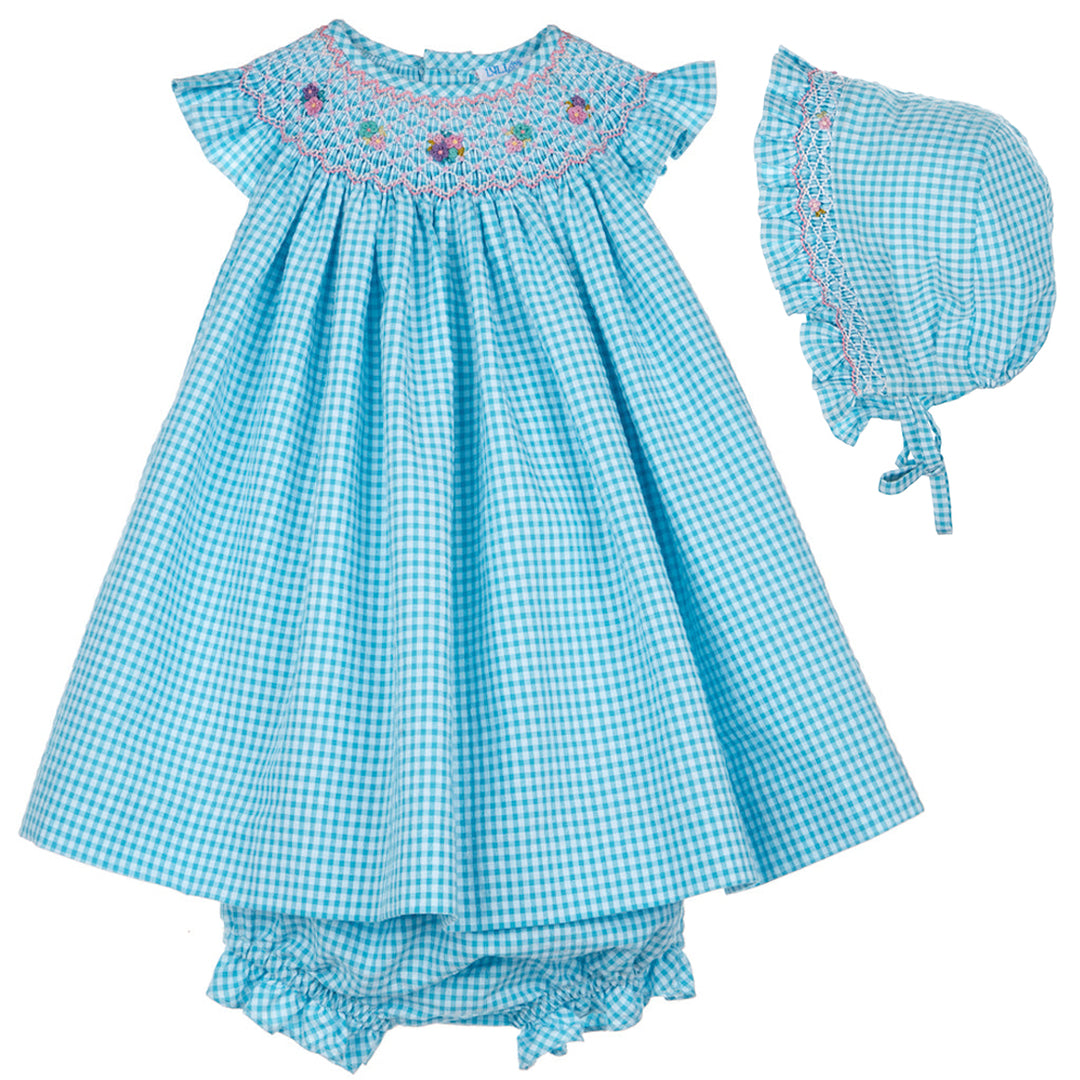 Turquoise Smocked Bishop Dress Set