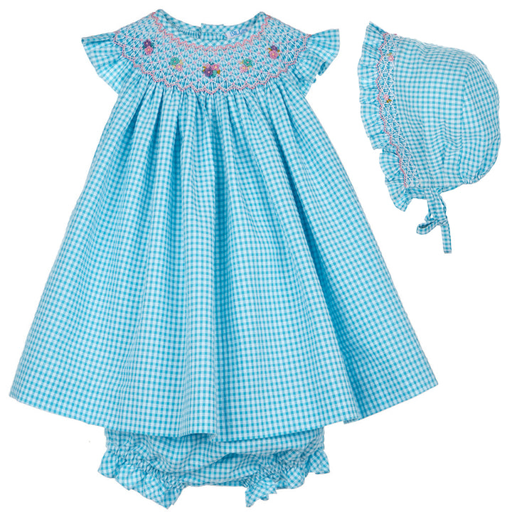 Turquoise Smocked Bishop Dress Set