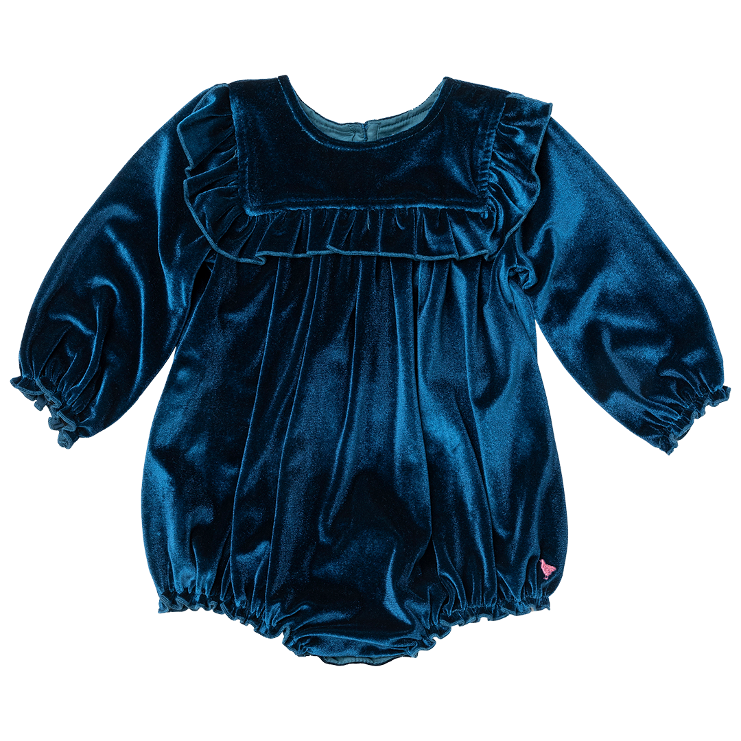 Baby Girls Velour Quinn Bubble - Midnight Blue