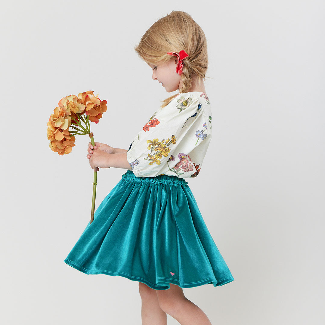 Girls Velour Gianna Skirt - Teal