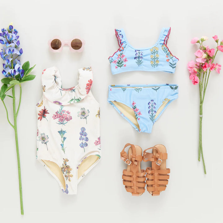 Girls Claire Bikini - Blue Bell Field Floral