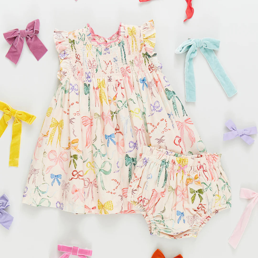 Baby Girls Stevie Dress Set - Watercolor Bows