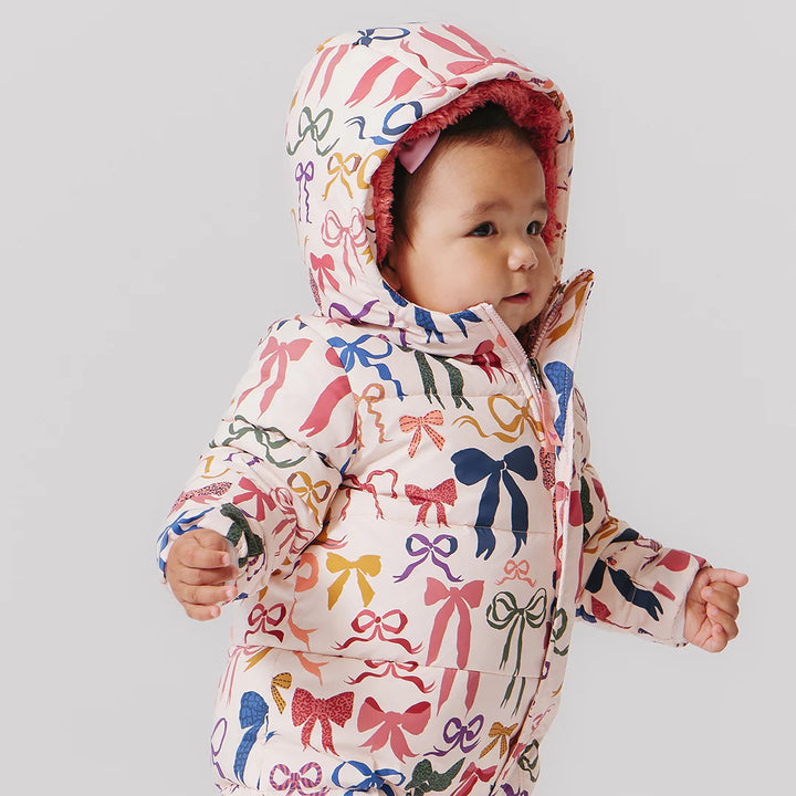 Baby Snowsuit - Bows on Bows Pink