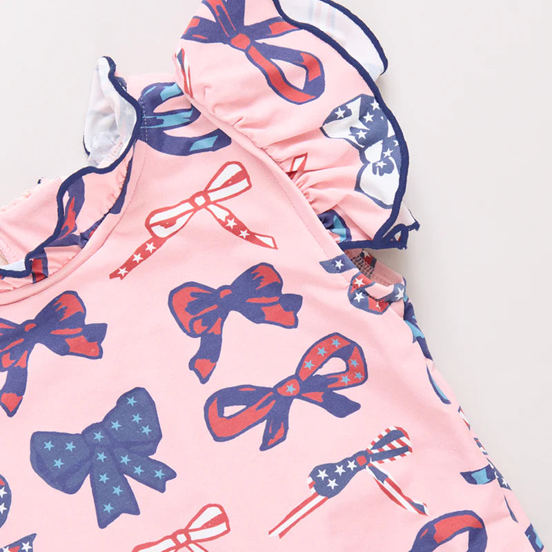 Baby Girls Jennifer Suit - Pink Patriotic Bows