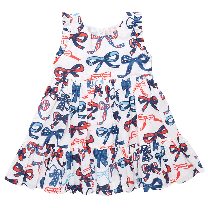 Girls Kelsey Dress - Red White and Bows