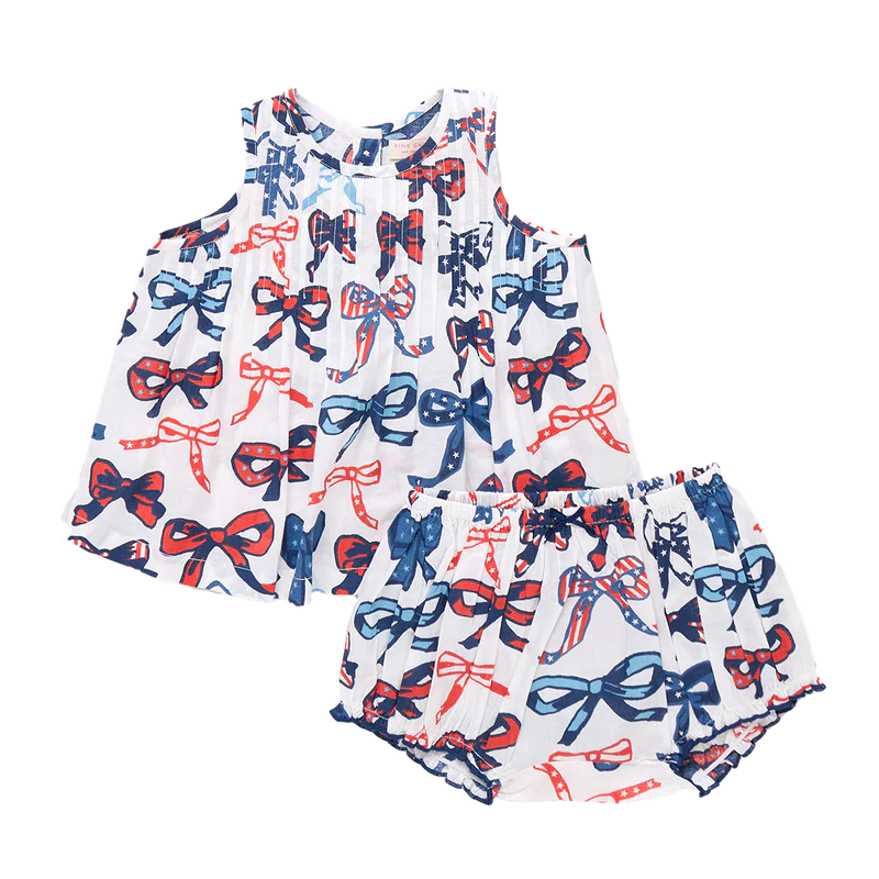 Baby Girls Jaipur 2-Piece Set - Red White and Bows
