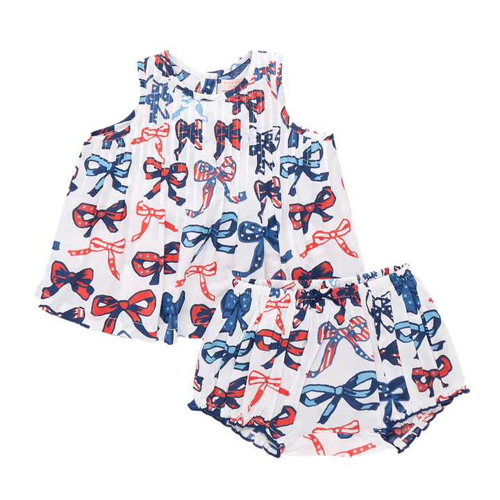 Baby Girls Jaipur 2-Piece Set - Red White and Bows
