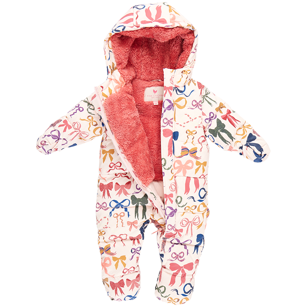 Baby Snowsuit - Bows on Bows Pink