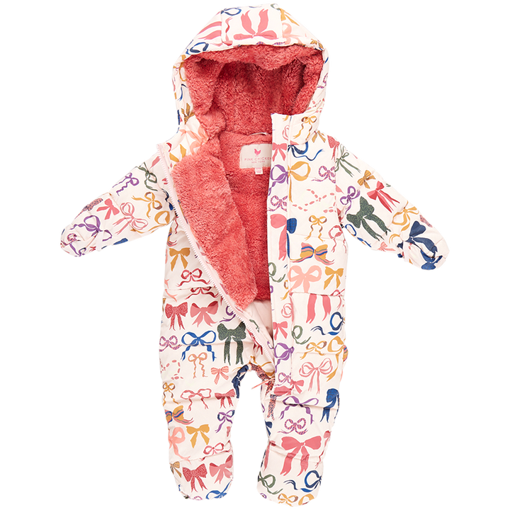 Baby Snowsuit - Bows on Bows Pink