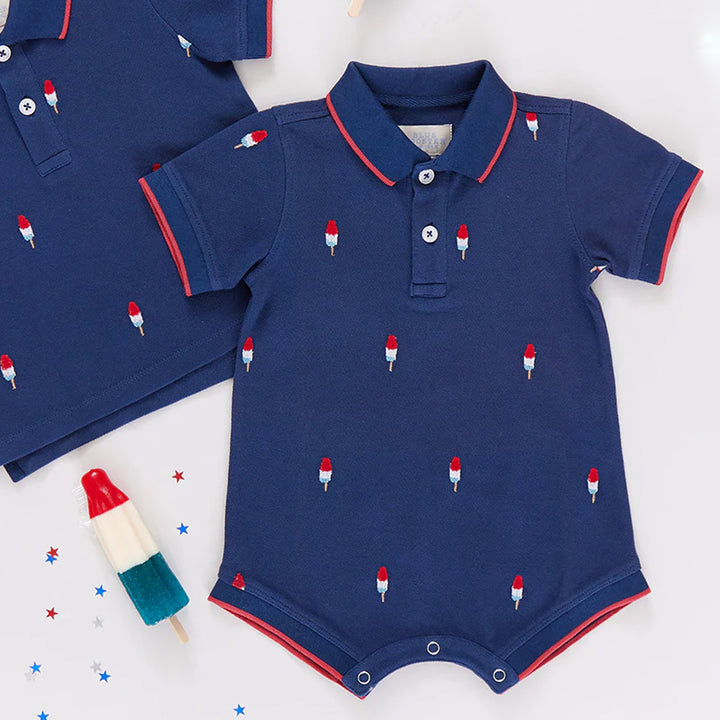 Baby Boys Alec Jumper - Navy Rocket Pop Embroidery