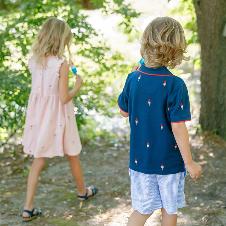 Boys Alec Shirt - Navy Rocket Pop Embroidery