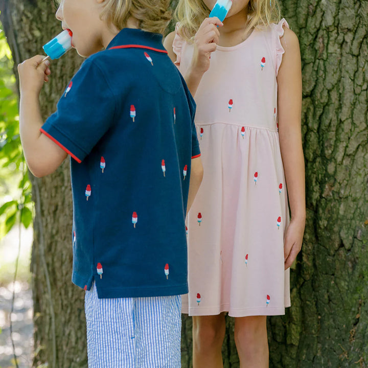 Boys Alec Shirt - Navy Rocket Pop Embroidery