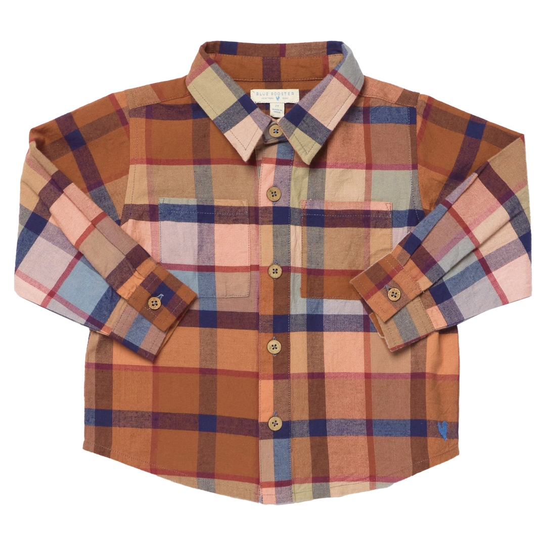 Boys Hayride Plaid Shirt with long sleeves, button front and chest pockets