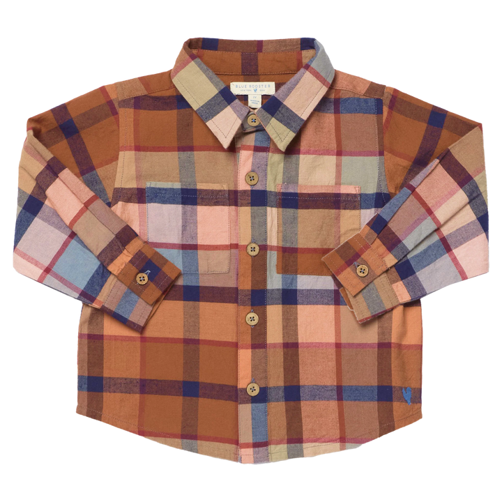 Boys Hayride Plaid Shirt with long sleeves, button front and chest pockets