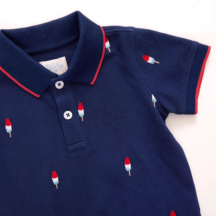 Boys Alec Shirt - Navy Rocket Pop Embroidery