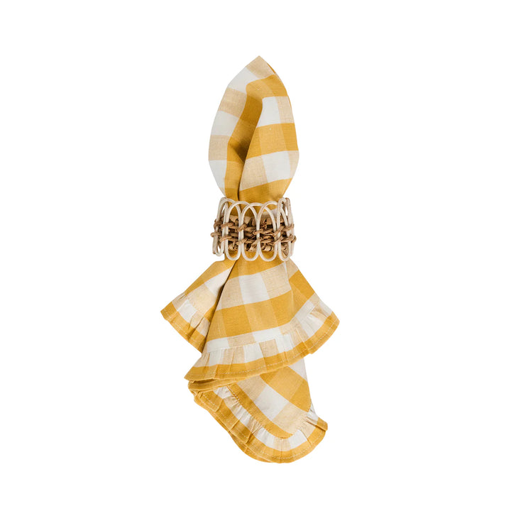 Gingham Ruffle Napkin Set/4 - Sunshine